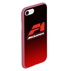 Чехол iPhone 7/8 матовый F1 McLaren Red carbone, цвет: 3D-малиновый — фото 2