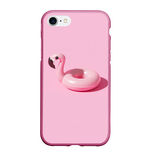 Чехол iPhone 7/8 матовый Flamingos Розовый фламинго / 3D-Малиновый – фото 1