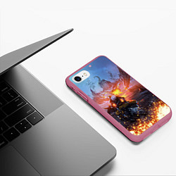 Чехол iPhone 7/8 матовый ELDEN RING БИТВА С ДРАКОНОМ, цвет: 3D-малиновый — фото 2