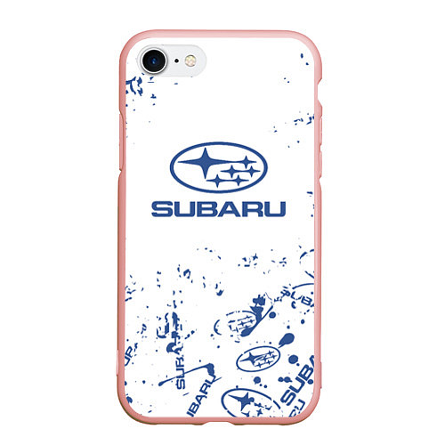 Чехол iPhone 7/8 матовый Subaru брызги / 3D-Светло-розовый – фото 1