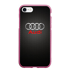 Чехол iPhone 7/8 матовый Audi карбон, цвет: 3D-малиновый
