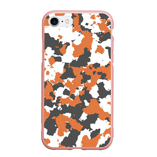 Чехол iPhone 7/8 матовый Orange Camo / 3D-Светло-розовый – фото 1