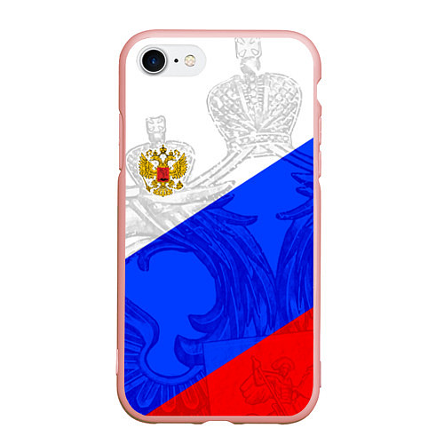 Чехол iPhone 7/8 матовый Российский герб: триколор / 3D-Светло-розовый – фото 1
