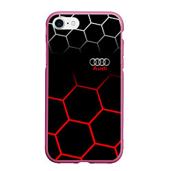 Чехол iPhone 7/8 матовый АУДИ Autosport Соты, цвет: 3D-малиновый