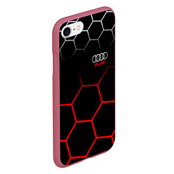 Чехол iPhone 7/8 матовый АУДИ Autosport Соты, цвет: 3D-малиновый — фото 2