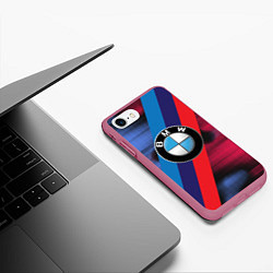 Чехол iPhone 7/8 матовый BMW Luxury, цвет: 3D-малиновый — фото 2
