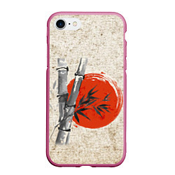 Чехол iPhone 7/8 матовый Закат Бамбук, цвет: 3D-малиновый