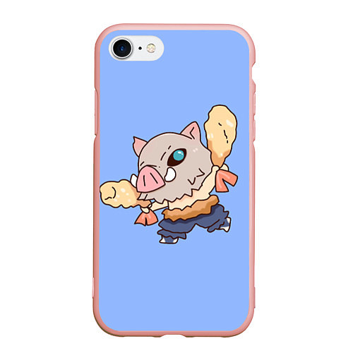 Чехол iPhone 7/8 матовый Inosuke and shrimp / 3D-Светло-розовый – фото 1