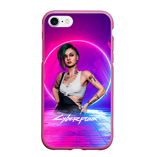 Чехол iPhone 7/8 матовый Judy Джуди Cyberpunk2077 / 3D-Малиновый – фото 1