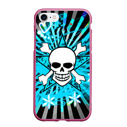 Чехол iPhone 7/8 матовый Neon Skull, цвет: 3D-малиновый