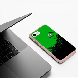 Чехол iPhone 7/8 матовый Skoda Auto Logo, цвет: 3D-светло-розовый — фото 2