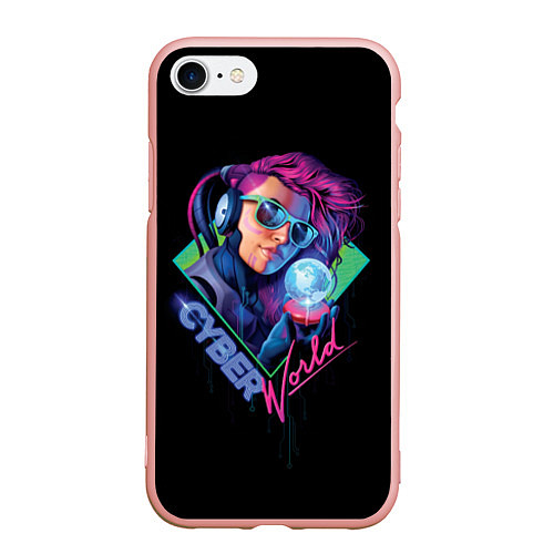 Чехол iPhone 7/8 матовый Cyber World / 3D-Светло-розовый – фото 1