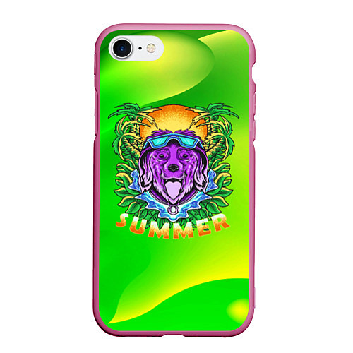 Чехол iPhone 7/8 матовый Summer dog Собачка / 3D-Малиновый – фото 1