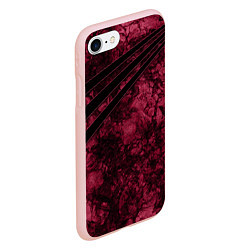 Чехол iPhone 7/8 матовый Мраморный бордовый текстурированный узор, цвет: 3D-светло-розовый — фото 2