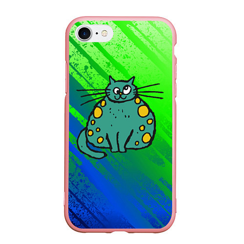 Чехол iPhone 7/8 матовый Прикольный зеленый кот / 3D-Баблгам – фото 1