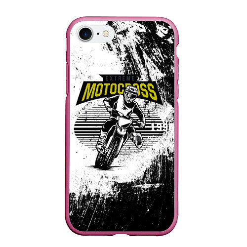 Чехол iPhone 7/8 матовый Motocross Мотокросс / 3D-Малиновый – фото 1