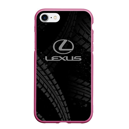 Чехол iPhone 7/8 матовый Lexus следы шин / 3D-Малиновый – фото 1