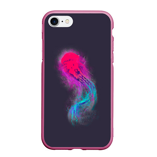 Чехол iPhone 7/8 матовый Медуза Градиент Неон / 3D-Малиновый – фото 1