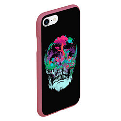 Чехол iPhone 7/8 матовый Силуэт черепа Природа, цвет: 3D-малиновый — фото 2