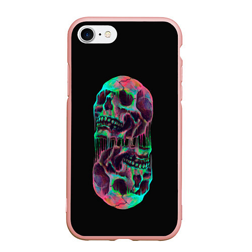 Чехол iPhone 7/8 матовый Черепа близнецы / 3D-Светло-розовый – фото 1