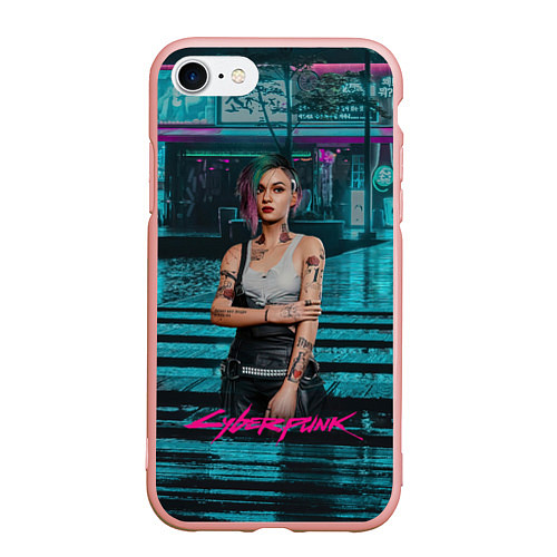 Чехол iPhone 7/8 матовый Джуди сyberpunk2077 / 3D-Светло-розовый – фото 1