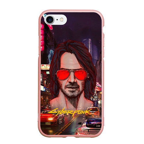 Чехол iPhone 7/8 матовый Johnny Cyberpunk2077 Джонни / 3D-Светло-розовый – фото 1