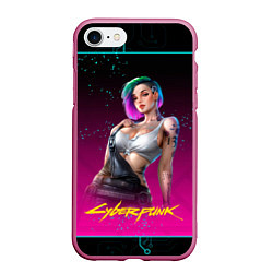 Чехол iPhone 7/8 матовый Judy Cyberpunk2077, цвет: 3D-малиновый