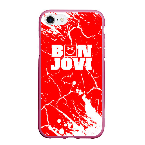Чехол iPhone 7/8 матовый Bon jovi Трещины / 3D-Малиновый – фото 1
