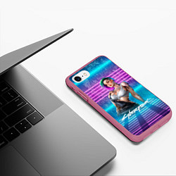 Чехол iPhone 7/8 матовый Judy 18 Джуди Cyberpunk2077, цвет: 3D-малиновый — фото 2