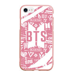 Чехол iPhone 7/8 матовый Bts паттерн, цвет: 3D-светло-розовый