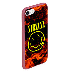 Чехол iPhone 7/8 матовый NIRVANA огонь, цвет: 3D-малиновый — фото 2
