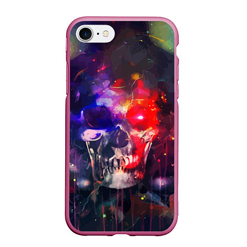 Чехол iPhone 7/8 матовый Vanguard neon skull Fashion pattern / 3D-Малиновый – фото 1