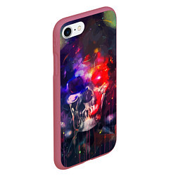 Чехол iPhone 7/8 матовый Vanguard neon skull Fashion pattern, цвет: 3D-малиновый — фото 2