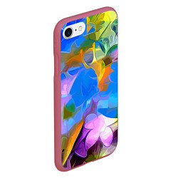 Чехол iPhone 7/8 матовый Цветочный узор Summer, цвет: 3D-малиновый — фото 2