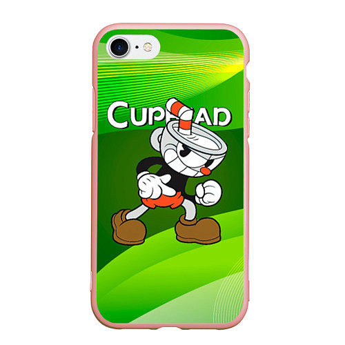 Чехол iPhone 7/8 матовый Хитрая чашечка cuphead / 3D-Светло-розовый – фото 1