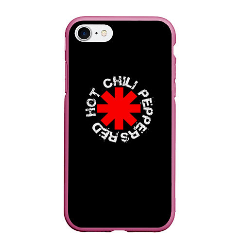 Чехол iPhone 7/8 матовый Red Hot Chili Peppers Rough Logo / 3D-Малиновый – фото 1
