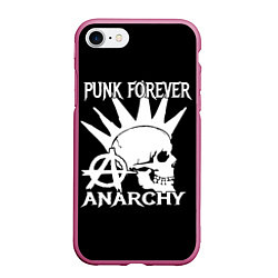 Чехол iPhone 7/8 матовый PUNK FOREVER ANARCHY, цвет: 3D-малиновый