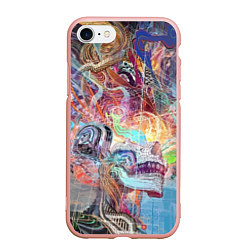 Чехол iPhone 7/8 матовый Cyber skull Vanguard pattern, цвет: 3D-светло-розовый