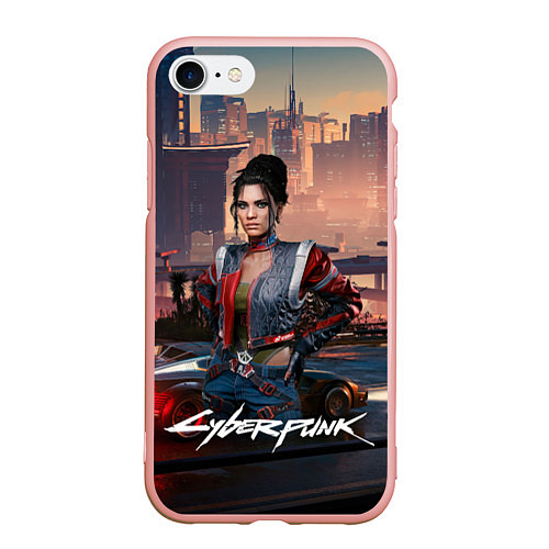 Чехол iPhone 7/8 матовый Panam Cyberpunk2077 / 3D-Светло-розовый – фото 1