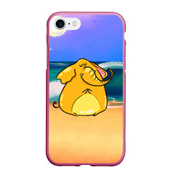 Чехол iPhone 7/8 матовый Желтый слон, цвет: 3D-малиновый