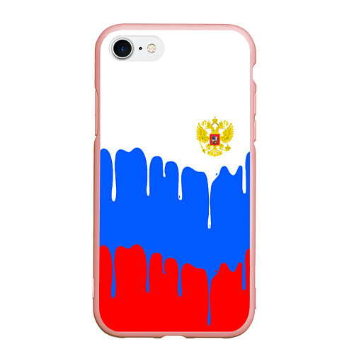 Чехол iPhone 7/8 матовый Флаг герб russia / 3D-Светло-розовый – фото 1