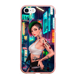 Чехол iPhone 7/8 матовый Judy Cyberpunk2077 Киберпанк, цвет: 3D-светло-розовый