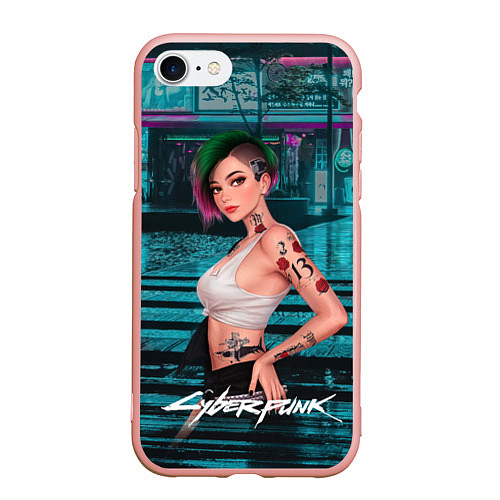 Чехол iPhone 7/8 матовый Judy Cyberpunk2077 art / 3D-Светло-розовый – фото 1