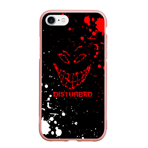 Чехол iPhone 7/8 матовый Disturbed брызги красок / 3D-Светло-розовый – фото 1