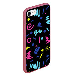 Чехол iPhone 7/8 матовый Neon color pattern Fashion 2032, цвет: 3D-малиновый — фото 2