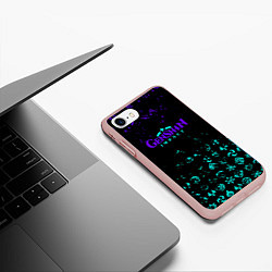 Чехол iPhone 7/8 матовый GENSHIN NEON PATTERN SYMBOL НЕОН ЭМБЛЕМЫ, цвет: 3D-светло-розовый — фото 2
