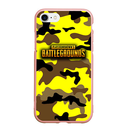 Чехол iPhone 7/8 матовый PlayerUnknowns Battlegrounds Камуфляж Жёлто-Коричн / 3D-Светло-розовый – фото 1