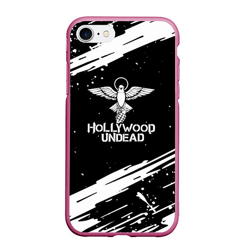 Чехол iPhone 7/8 матовый Hollywood undead logo / 3D-Малиновый – фото 1
