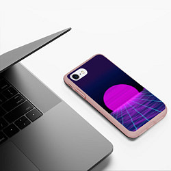 Чехол iPhone 7/8 матовый Закат розового солнца Vaporwave Психоделика, цвет: 3D-светло-розовый — фото 2