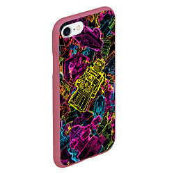 Чехол iPhone 7/8 матовый Cyber space pattern Fashion 3022, цвет: 3D-малиновый — фото 2